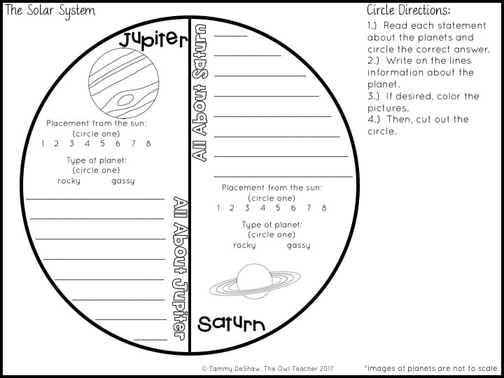 Planets And Solar System Circle Book The Owl Teacher